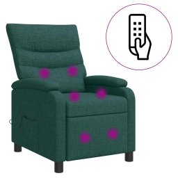 vidaXL Massage Recliner Donkergroen Stof