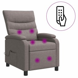 vidaXL Massage Recliner Taupe Stof