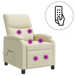 vidaXL Massage Recliner Crèmekleurig Kunstleer