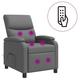vidaXL Massage Recliner Grijs Kunstleer