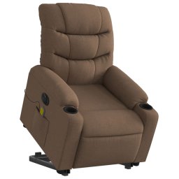 vidaXL Sta-op-massagestoel elektrisch verstelbaar stof bruin