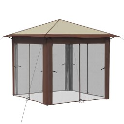 vidaXL Gazebo met 4 Zijwanden 2,6 x 2,6 m Crème en bruin