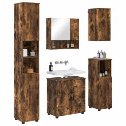 vidaXL Badkamermeubelset 5 st Gerookt eiken 61 x 35 x 64 cm