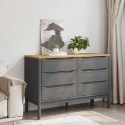 vidaXL Ladekast FLORO massief grenenhout grijs