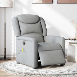 vidaXL Massagestoel elektrisch verstelbaar stof lichtgrijs