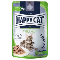 Voordeelpakket Happy Cat Pouch Meat in Sauce 12 x 85 g - Lam van de weide