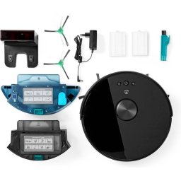 Nedis SmartLife Robotstofzuiger - Navigatiemethode: Laser navigatie - Wi-Fi - Capaciteit opvangreservoir: 0.6 l - Automatisch opladen - Maximale gebruiksduur: 2 uur - Zwart - Android / IOS
