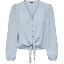 ONLY Maat M - ONLMETTE L/S BUTTON KNOT TOP WVN - Dames - Blouses