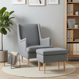 vidaXL Fauteuil met Voetenbank 2 st Lichtgrijs Stof