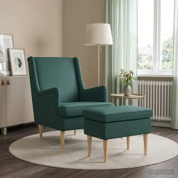 vidaXL Fauteuil met Voetenbank 2 st Donkergroen Stof