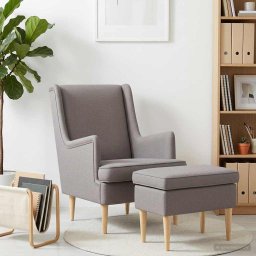 vidaXL Fauteuil met Voetenbank 2 st Taupe Stof