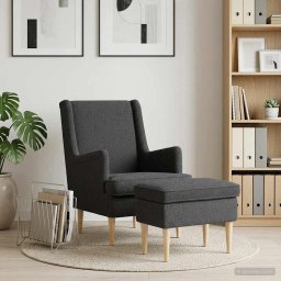 vidaXL Fauteuil met Voetenbank 2 st Donkergrijs Bouclé