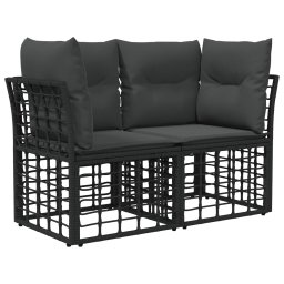 vidaXL Tuinbankenset 10 st Zwart en Donkergrijs poly rattan