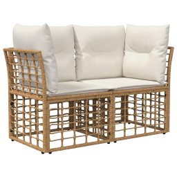 vidaXL Tuinbankenset 10 st Natuurlijk en Crème Wit poly rattan