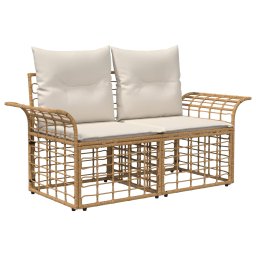 vidaXL Tuinbankenset 6 st Natuurlijk en Crème Wit poly rattan