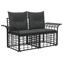 vidaXL Tuinbankenset 7 st Zwart en Donkergrijs poly rattan