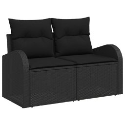 vidaXL Bankstel 8 st Zwart Poly Rattan en Staal