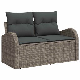 vidaXL Bankstel 8 st Grijs en Donkergrijs Poly Rattan en Staal