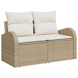vidaXL Bankstel 8 st Beige en Crème Wit Poly Rattan en Staal