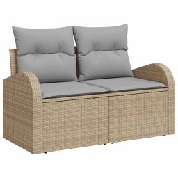 vidaXL Bankstel 8 st Beige en Licht Grijs Poly Rattan en Staal
