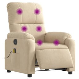 vidaXL Massagestoel elektrisch verstelbaar microvezelstof crèmekleurig