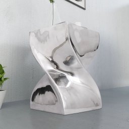 vidaXL Kruk/bijzettafel in gedraaide vorm zilver aluminium