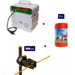 Gemi Elettronica Schrikdraad complete set voor vee met 220v-voeding en 500 meter 4 mm² draad voor elektrische afrastering. gemi