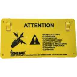 Gemi Elettronica Waarschuwingsbord kunststof "attentie" voor elektrische afrastering / schrikdraad, zichtbaar en weerbestendig gemi
