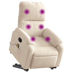 vidaXL Sta-op-massagestoel elektrisch verstelbaar microvezelstof beige