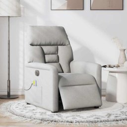 vidaXL Massagestoel elektrisch verstelbaar stof wolk grijs