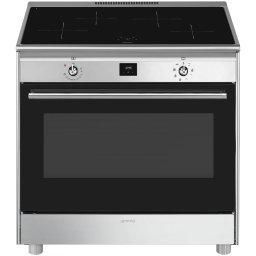 Smeg CG90CIXT Inductie fornuis Zwart
