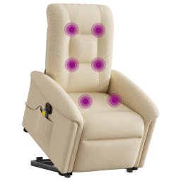 vidaXL Sta-op-massagestoel elektrisch verstelbaar stof crèmekleurig