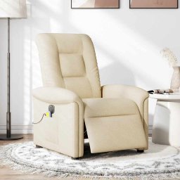 vidaXL Massagestoel elektrisch verstelbaar stof crèmekleurig