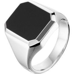 The Jewelry Collection - Zegelring Onyx - Zilver - Maat 18.00