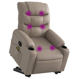 vidaXL Sta-op-massagestoel elektrisch kunstleer cappuccinokleurig