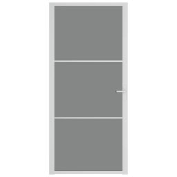 vidaXL Binnendeur 93x201,5 cm ESG-glas en aluminium wit