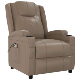 vidaXL Massagestoel elektrisch kunstleer cappuccinokleurig