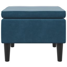 vidaXL Kruk met houten poten fluweel blauw