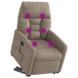 vidaXL Sta-op-massagestoel elektrisch verstelbaar microvezelstof taupe