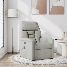 vidaXL Massagestoel microvezelstof lichtgrijs