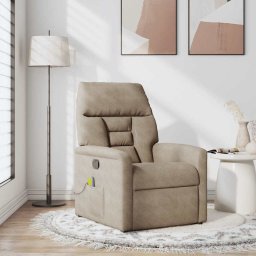 vidaXL Massagestoel microvezelstof taupe