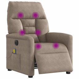 vidaXL Massagestoel elektrisch verstelbaar microvezelstof taupe