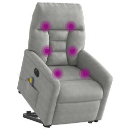 vidaXL Sta-op-massagestoel elektrisch microvezelstof lichtgrijs