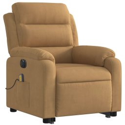 vidaXL Sta-op-massagestoel elektrisch verstelbaar fluweel bruin