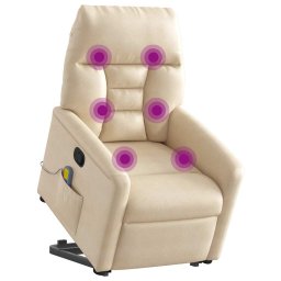 vidaXL Sta-op-massagestoel verstelbaar microvezelstof beige