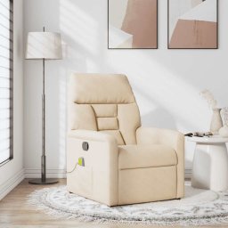 vidaXL Massagestoel microvezelstof beige