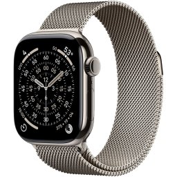 Apple Watch Series 11 GPS + Cellular 42mm Natural Titanium Case met Natural Milanese Loop Smartwatch Grijs