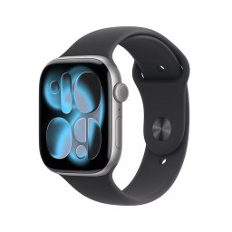 Apple Watch Series 11 GPS + Cellular 46mm Space Grey Aluminium Case met Black Sport Band - M/L Smartwatch Grijs