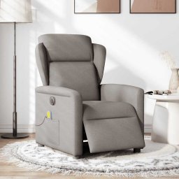vidaXL Massagestoel elektrisch verstelbaar stof taupe