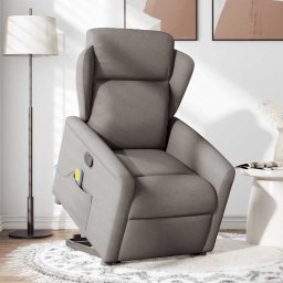 vidaXL Sta-op-massagestoel verstelbaar stof taupe